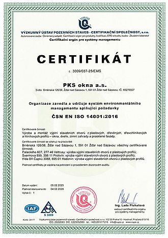 Certifikáty ISO 9001 a ISO 14001